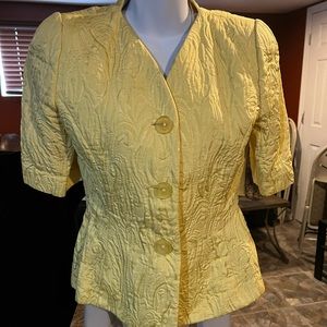Jun Ashida Summer quilted yellow short sleeve suit sz 6